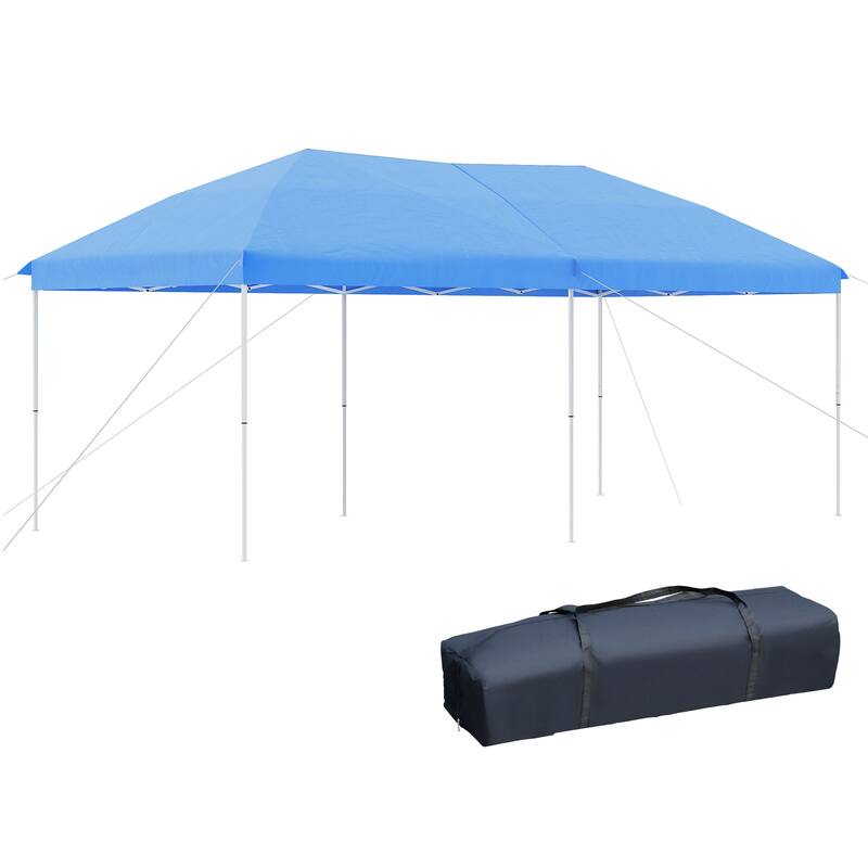 Outsunny 10' x 20' Heavy Duty Pop Up Canopy with Durable Steel Frame, 3-Level Adjustable Height and Storage Bag, Party Tent