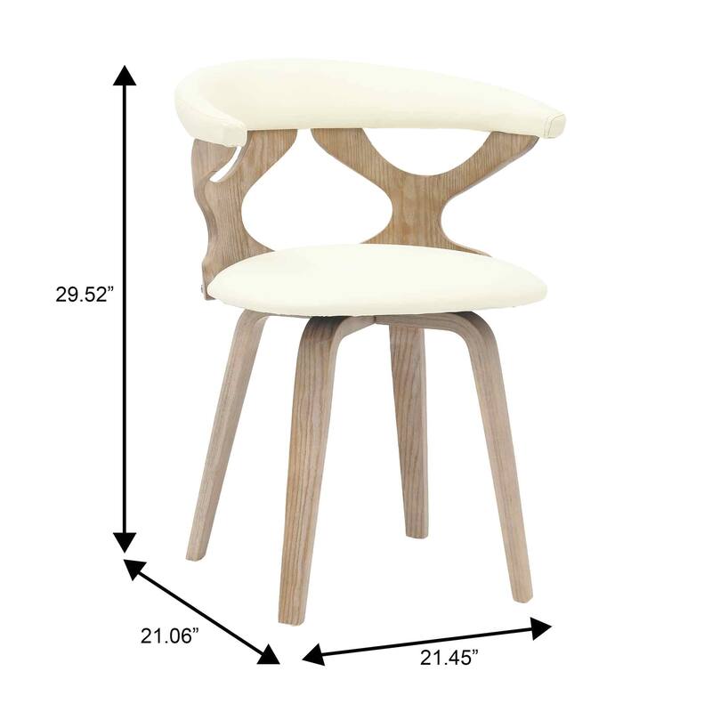 Dining Chairs Round Leather Seat with Solid Wood Legs Accent Arm Chair Modern Cut-Out Design