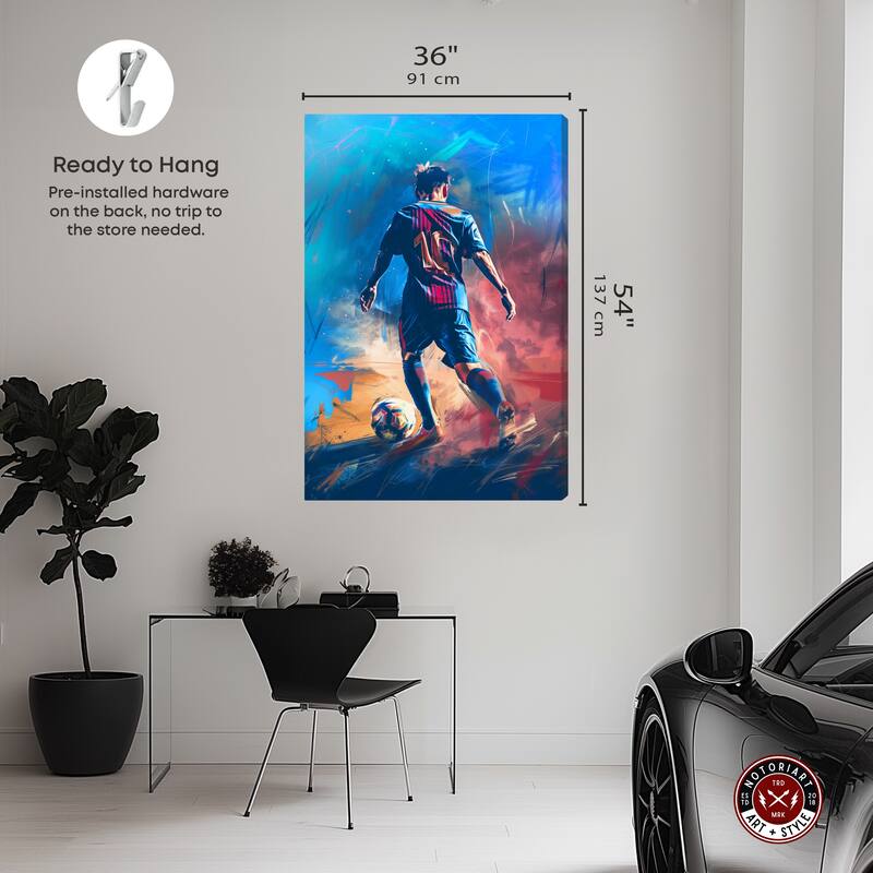 Notoriart Bold And Colorful Soccer Player Gallery Wrapped Soccer 1 Piece Canvas Wall Art