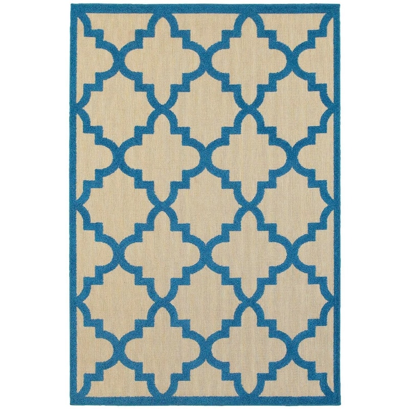 Style Haven Cara Mixed Pile Quatrafoil Lattice Indoor/ Outdoor Area Rug