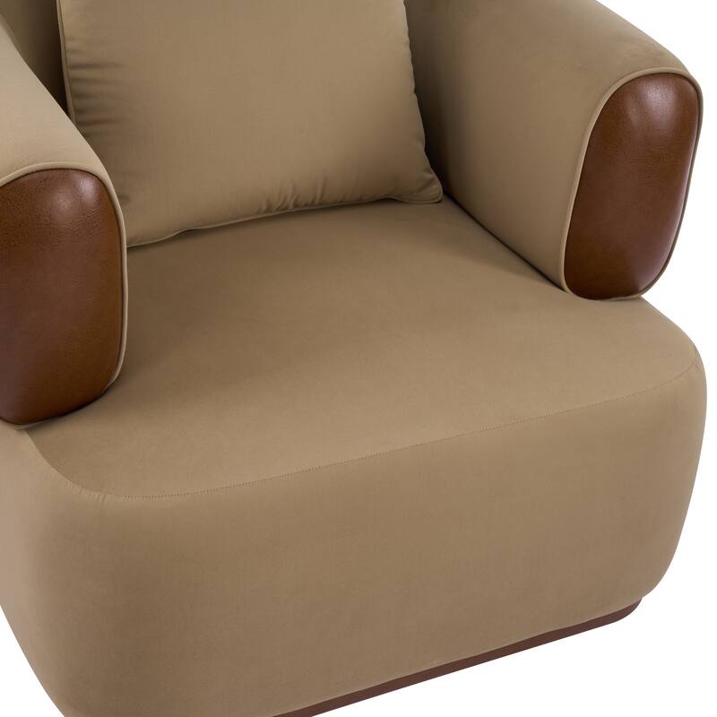 Christopher Knight Home Elyndor Velvet and PU Lounge Chair with Wrap-Around Backrest