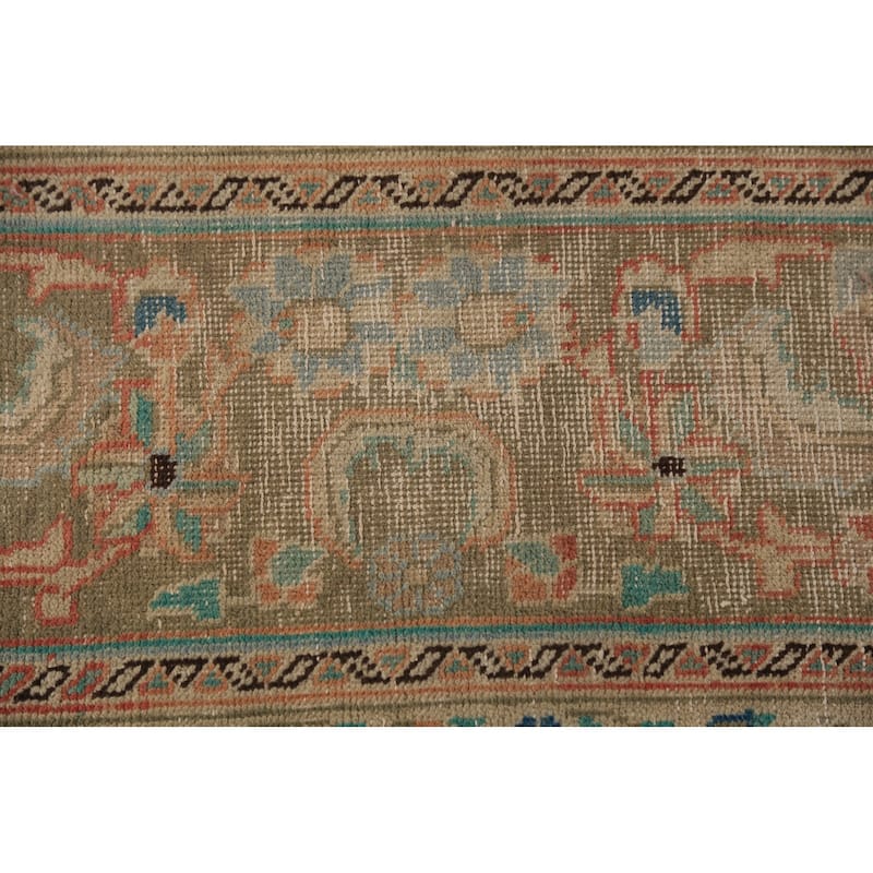 Floral Orange Mashad Persian Area Rug Hand-Knotted Wool Carpet - 9'7"x 12'7"