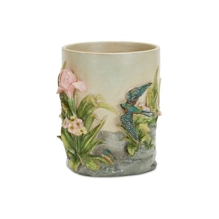 6.5" Bird Floral Decorative Pot - Beige