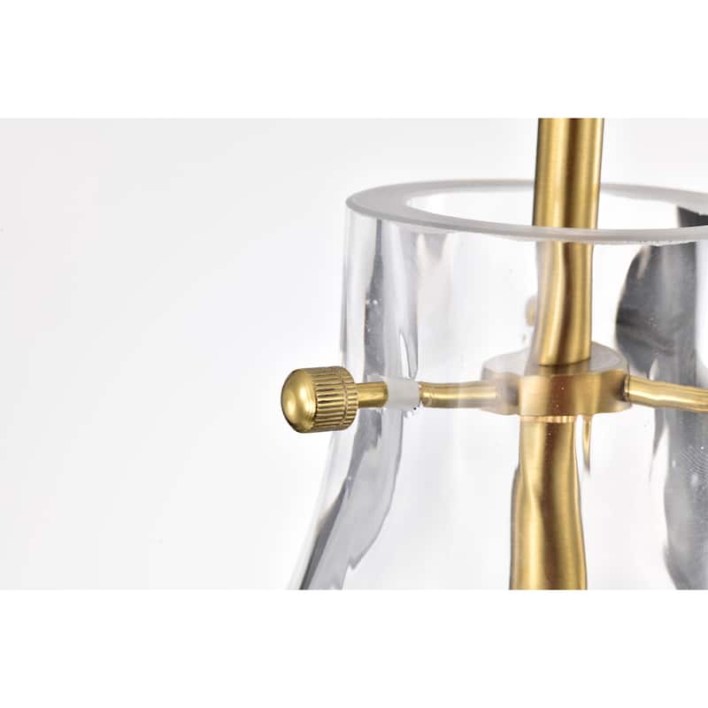 1-Light Gold Finish 12-inch Clear Dimpled Pedant Lamp - 12in
