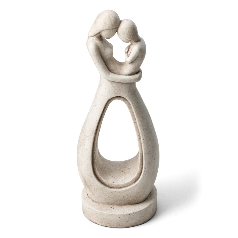 Glitzhome 24.75"H Modern Abstract Sculpture Hugging Mother and Baby Garden Statue