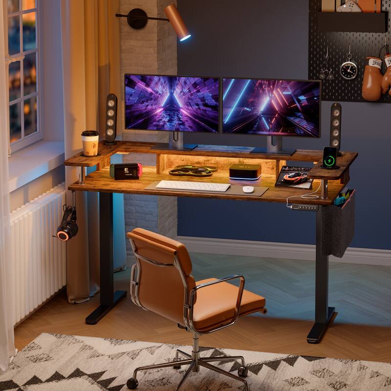 Electric Standing Desk Height Adjustable Computer Desk with Storage