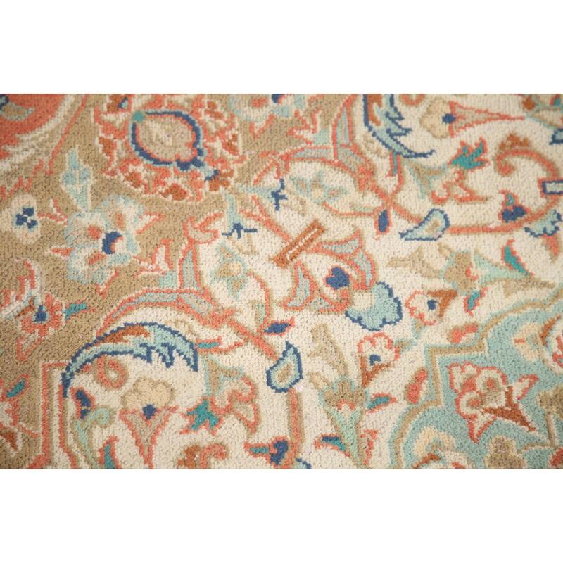 Hand Knotted Oriental 100% Wool Carpet Traditional Floral Oranges & Rust Mashad Area Rug - 13' 3'' X 9' 4''