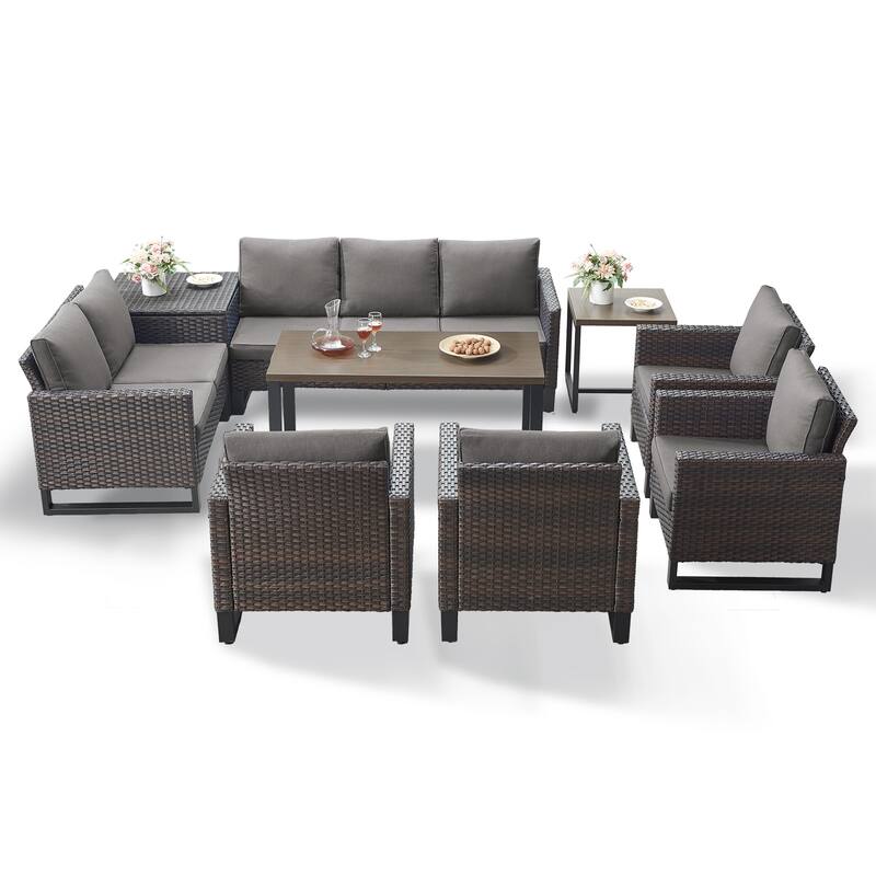 Gymojoy All-Weather Wicker Outdoor Patio Conversation Set Seating Group With Lounge Chairs