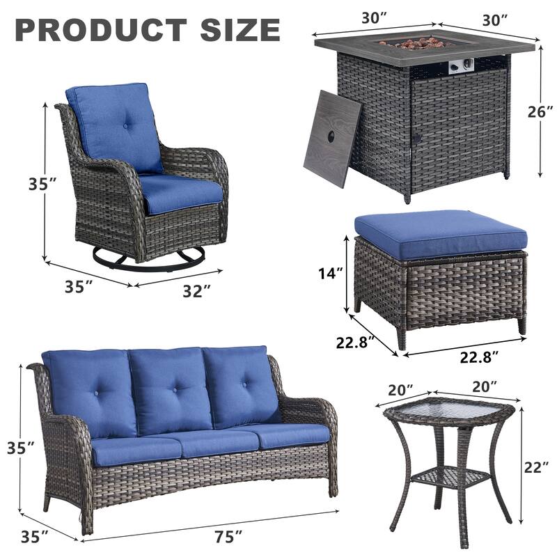 Gymojoy Outdoor Furniture Set with 50,000 BTU Fire Pit Table