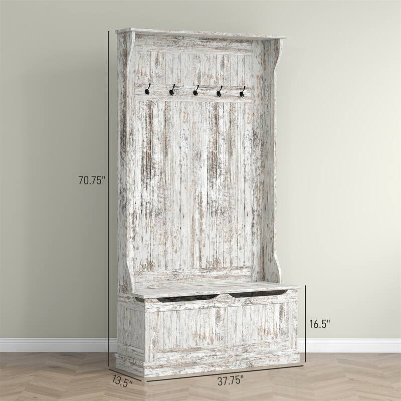 3-In-1 Entryway Hall Tree with Storage Bench