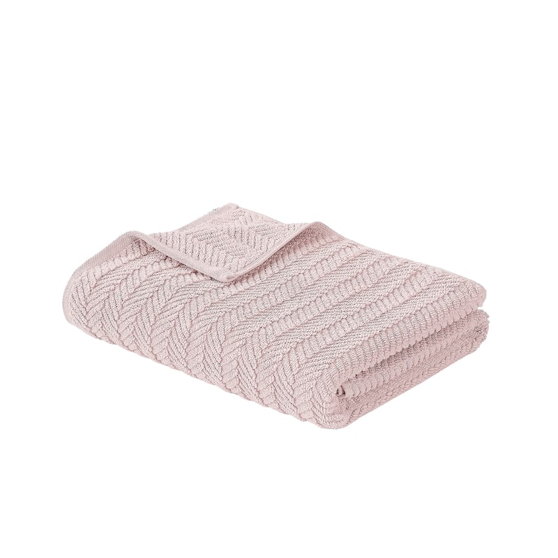 Modern Threads 6-Piece Zero Twist Jacquard Towel Set Otis - 100% Cotton, Bath, Hand & Washcloths - Textured Chevron Design