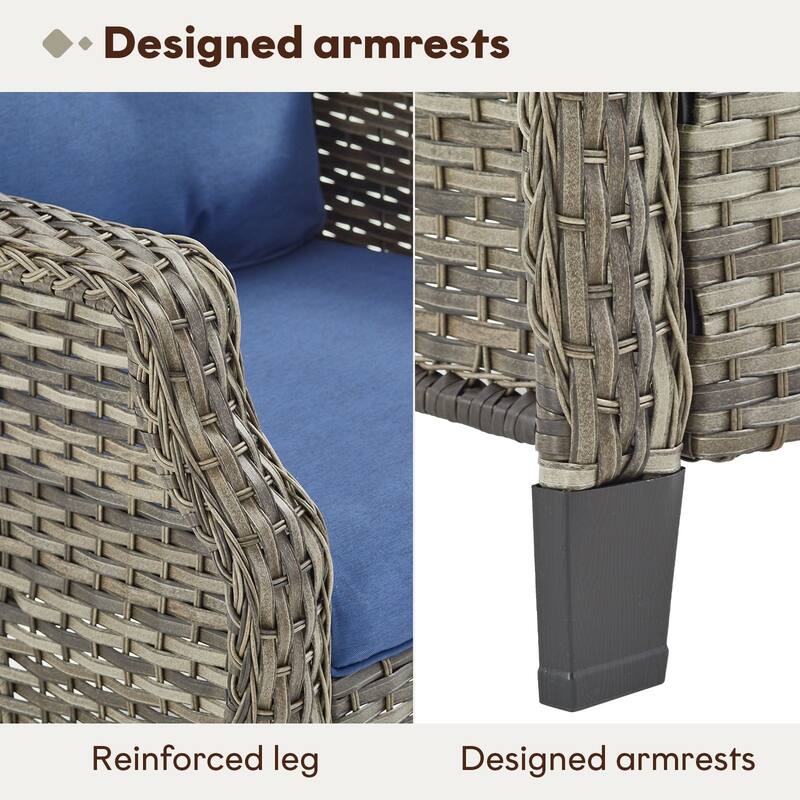 Gymojoy Outdoor Wicker Furniture Set with Cushions All-Weather PE Rattan