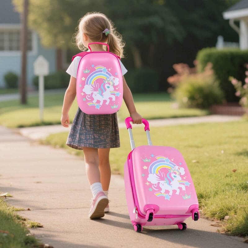 Costway 2PC Kids Carry On Luggage Set 12" Backpack and 16" Rolling - See Details