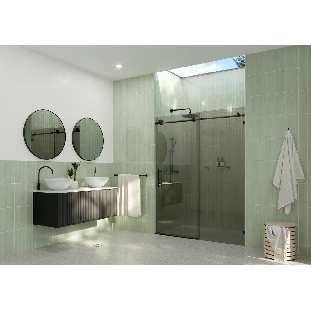 Equinox 60 in. x 78 in. Fully Frameless Glass Sliding Shower Doors with Gray Tint
