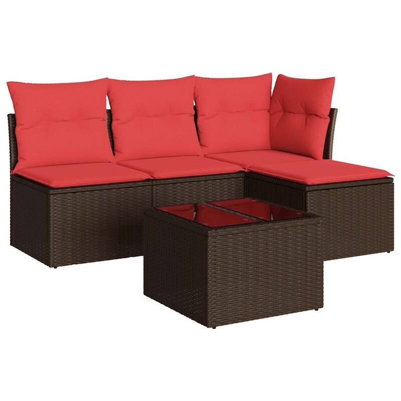 vidaXL 4/5 Piece Patio Sofa Set with Cushions Black/Brown/Gray Poly Rattan - 24.4 x 24.4 x 27.2
