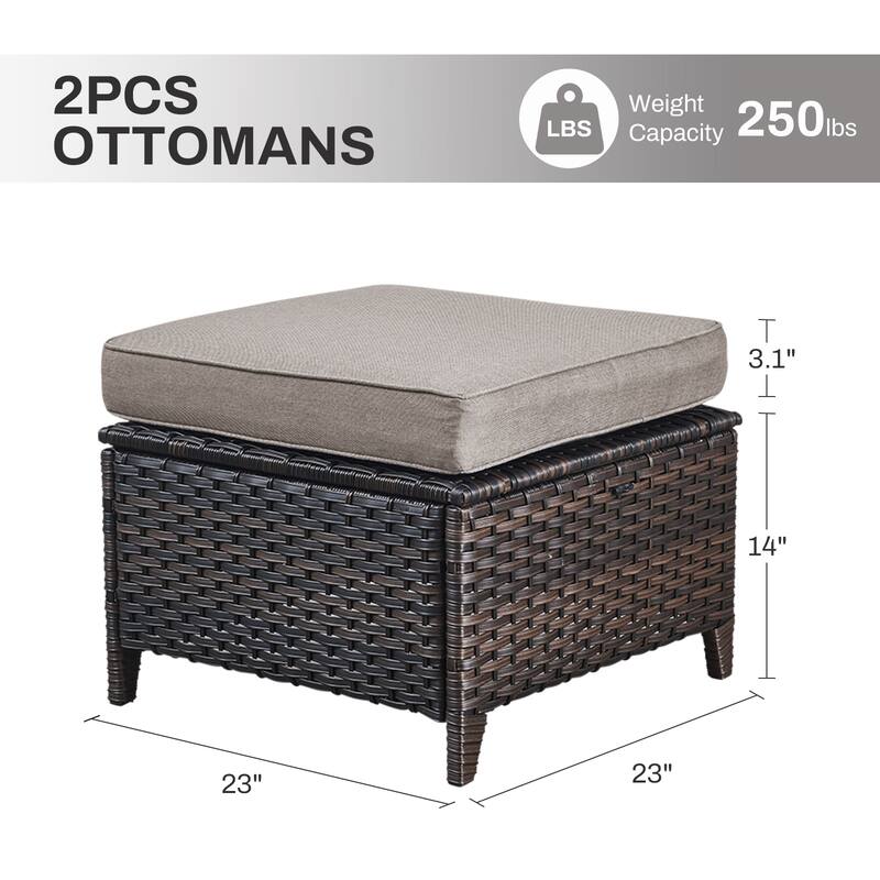 Gymojoy 5-Piece Outdoor Wicker Patio Furniture with Loveseat, Rattan Coversation Set with Water Resistant Thick Cushions
