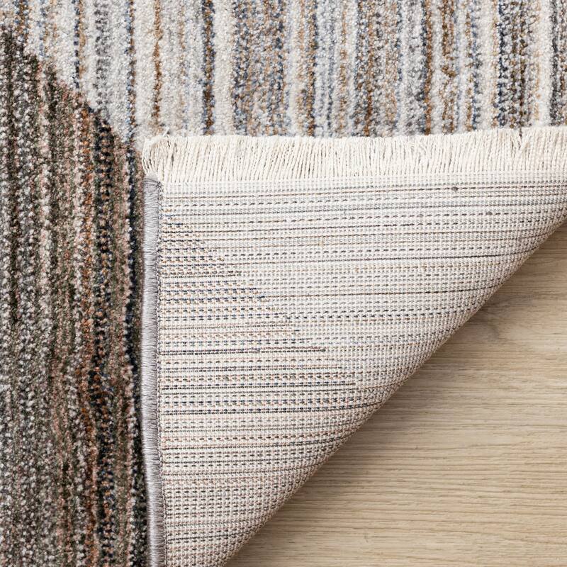 Olivia Collection - Distressed Geometric Red White Grey Area Rug
