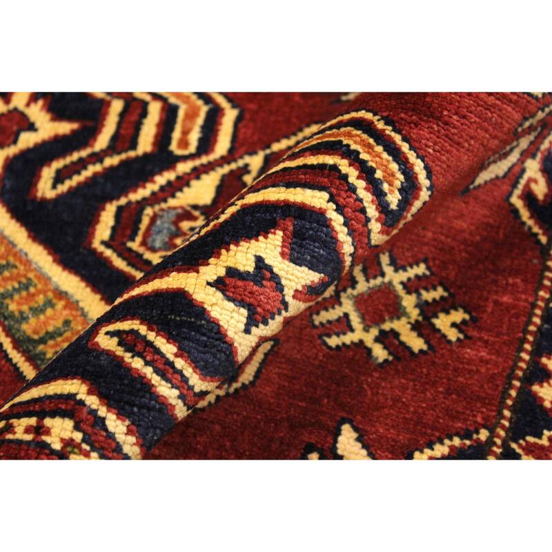 Rustic Super Kazak Maverick Red/Beige Hand Knotted Wool Rug - 4'1'' x 6'0''