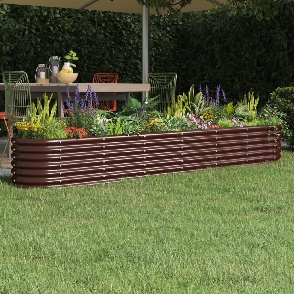 vidaXL Garden Raised Bed Brown Powder-coated steel Large Durable - 102.4" x 15.7" x 14.2"/ 1