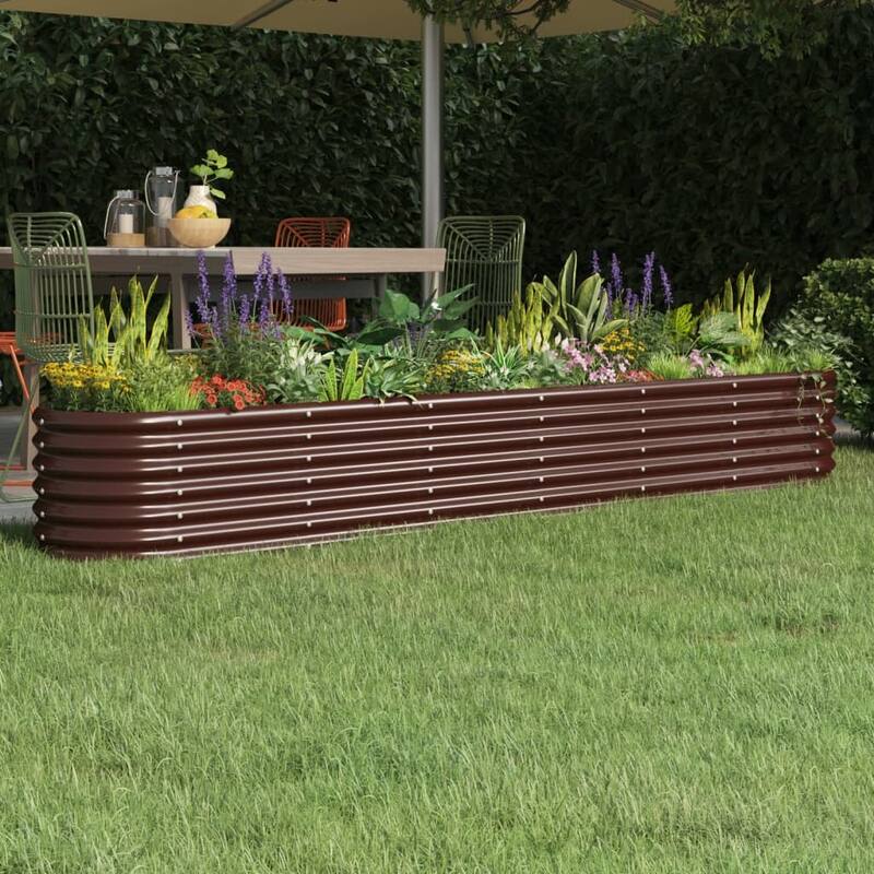 vidaXL Garden Raised Bed Brown Powder-coated steel Large Durable - 102.4" x 15.7" x 14.2"/ 1