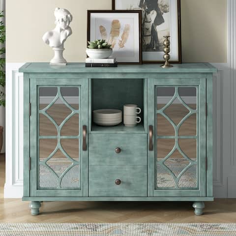 48-inch Wood Sideboard with Exterior Shelf and 2 Drawers