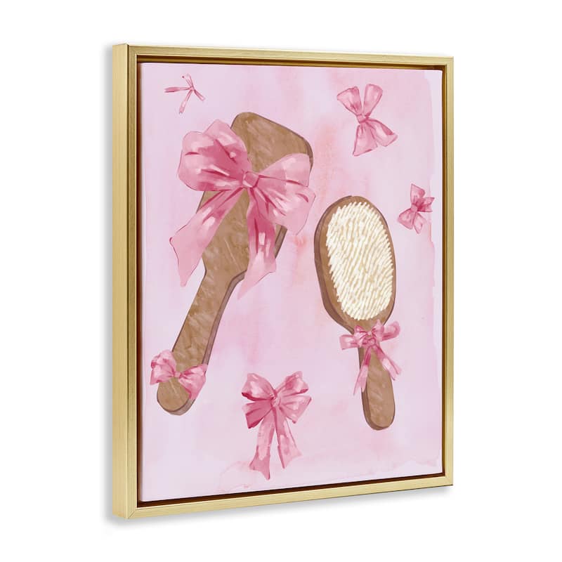 Stupell Lovely Pink Hairbrushes Framed Floater Canvas Wall Art Design By Ziwei Li
