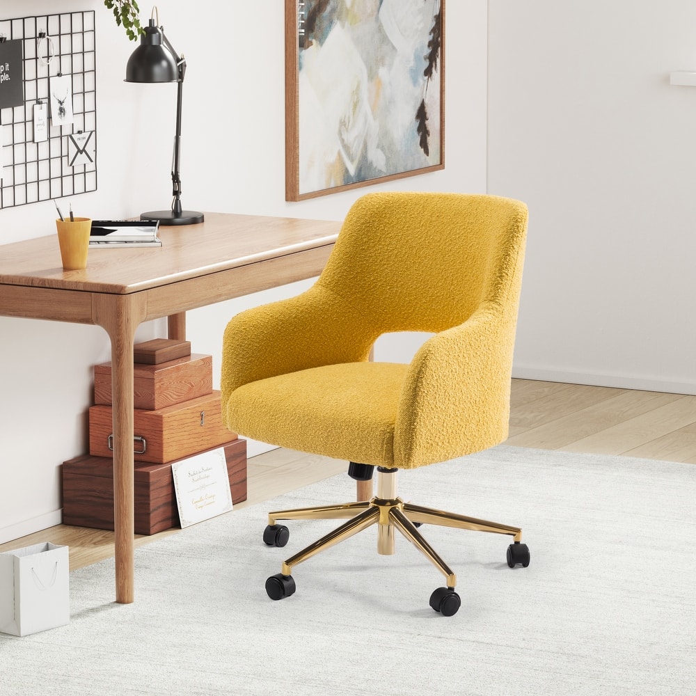 Boucle Upholstered Office/ Desk Chair - Swivel/ Adjustable Height