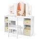 preview thumbnail 5 of 18, Costway Kids Vanity Table & Chair Set 2-in-1 Princess Pretend Play - See Details