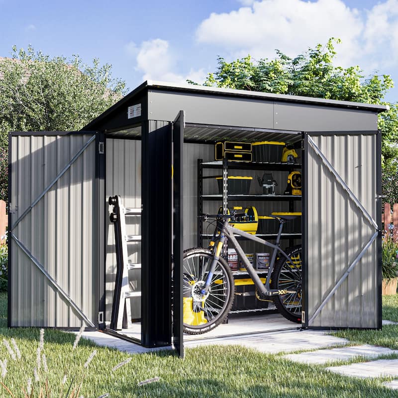 4' x 8' Shed Outdoor Storage Shed with Triple Lockable Door