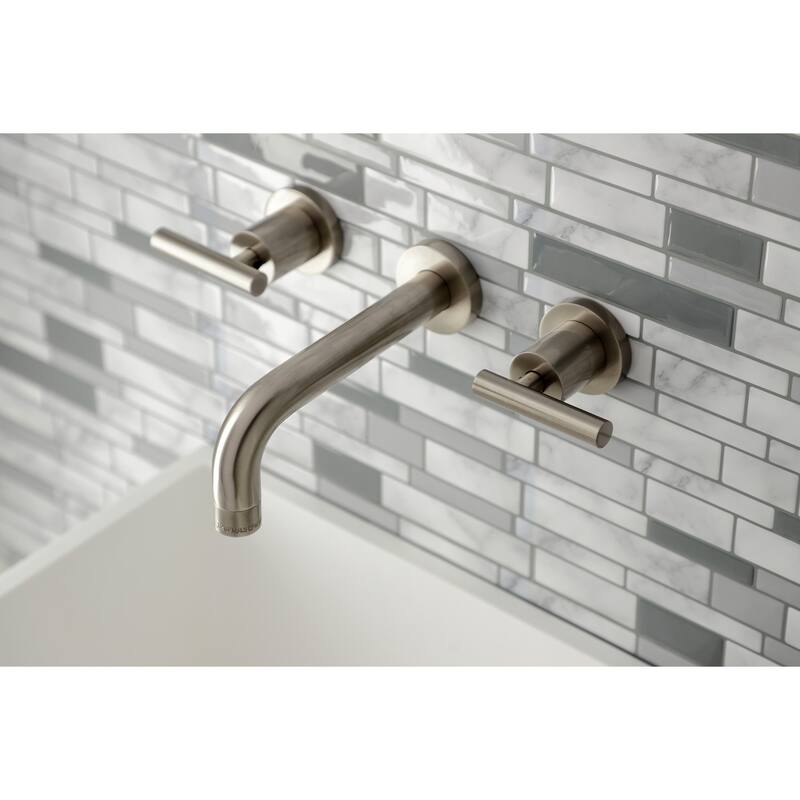 Manhattan Two-Handle 3-Hole Wall Mount Bathroom Faucet - Brushed Nickel