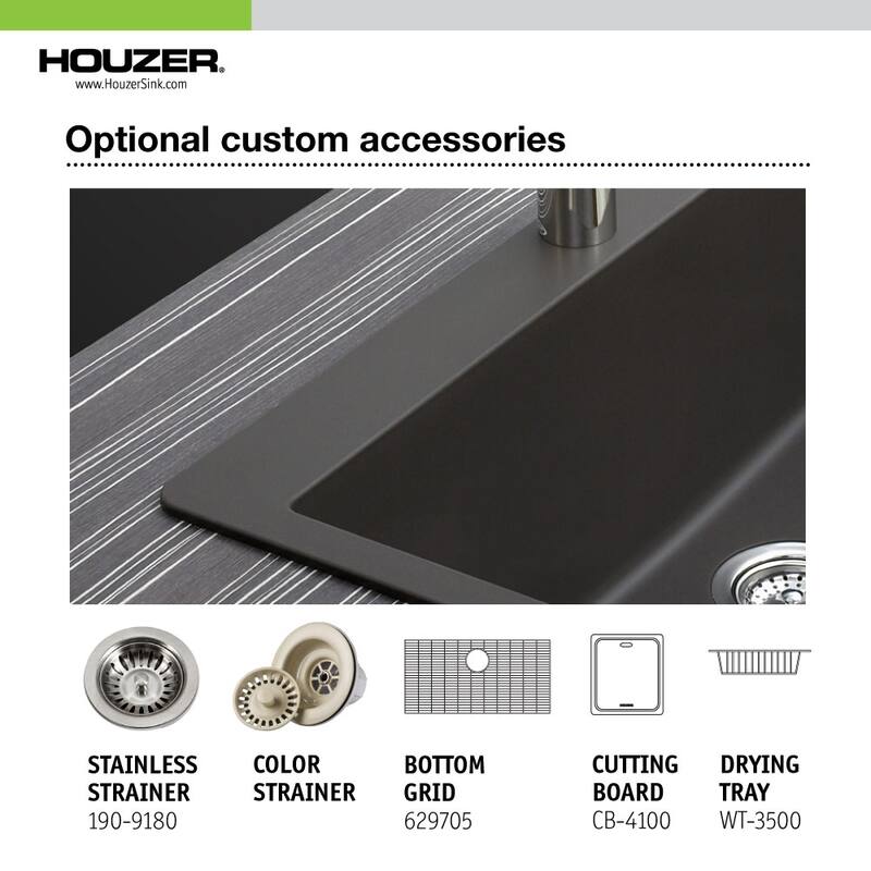 Houzer Quartztone 33" Single Basin Undermount Kitchen Sink