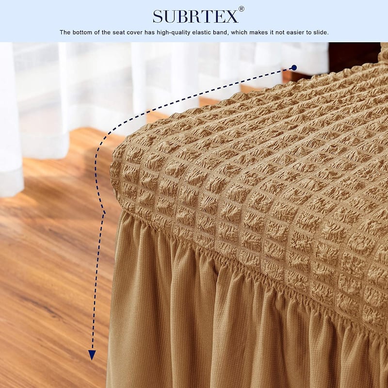Subrtex Set-of-2 Stretch Dining Chair Cover Ruffle Skirt Slipcovers