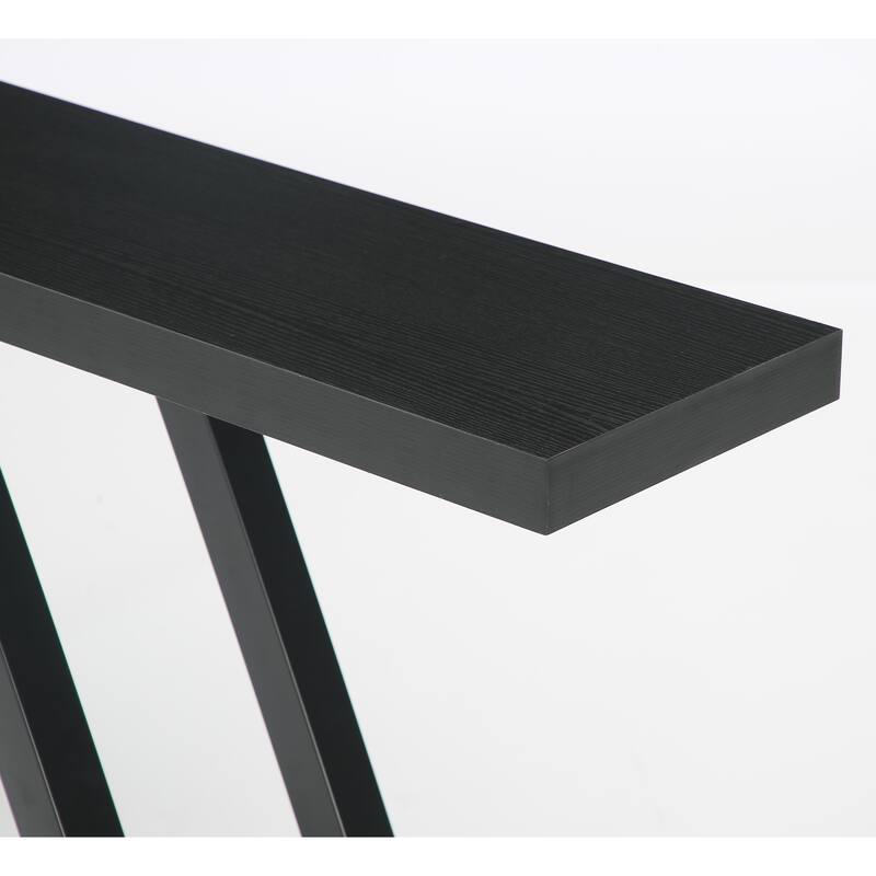 63" Black Console Table with Heavy Duty Metal Base