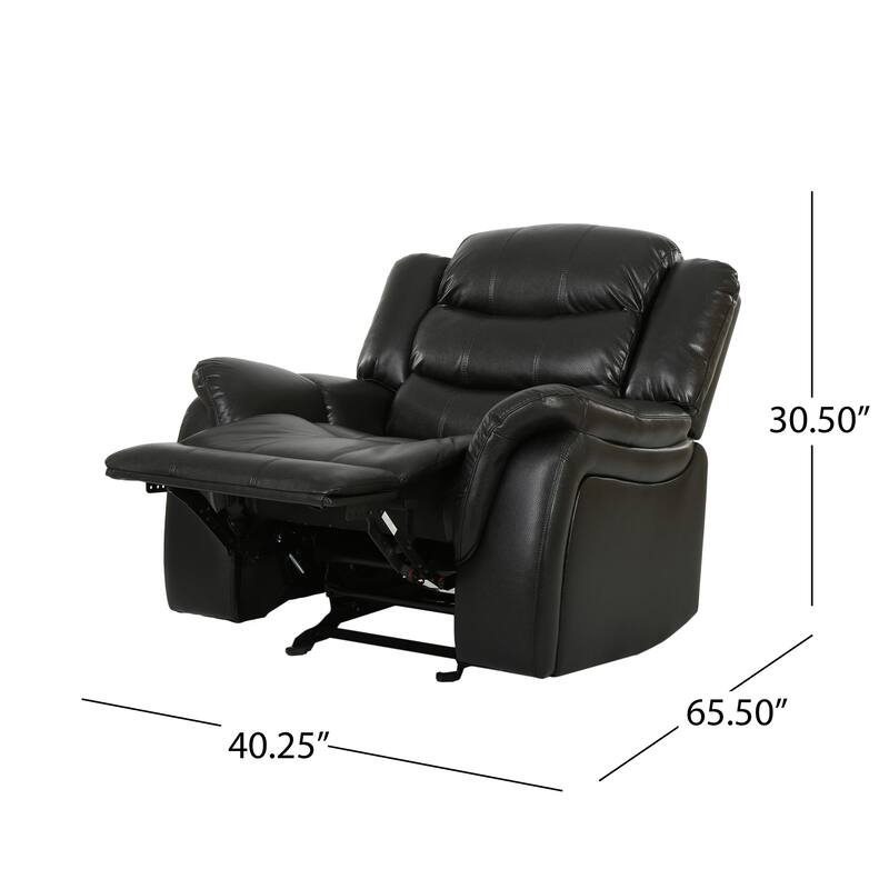 Classic Oversized Faux Leather Recliner, Spacious Upholstered Recliner Chair with Soft Cushion Home Theater Single Sofa Chair