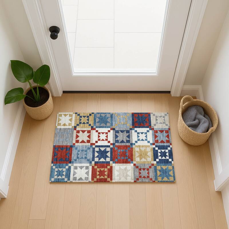 Machine Washable Indoor/ Outdoor Modern Newton Chantille Rug