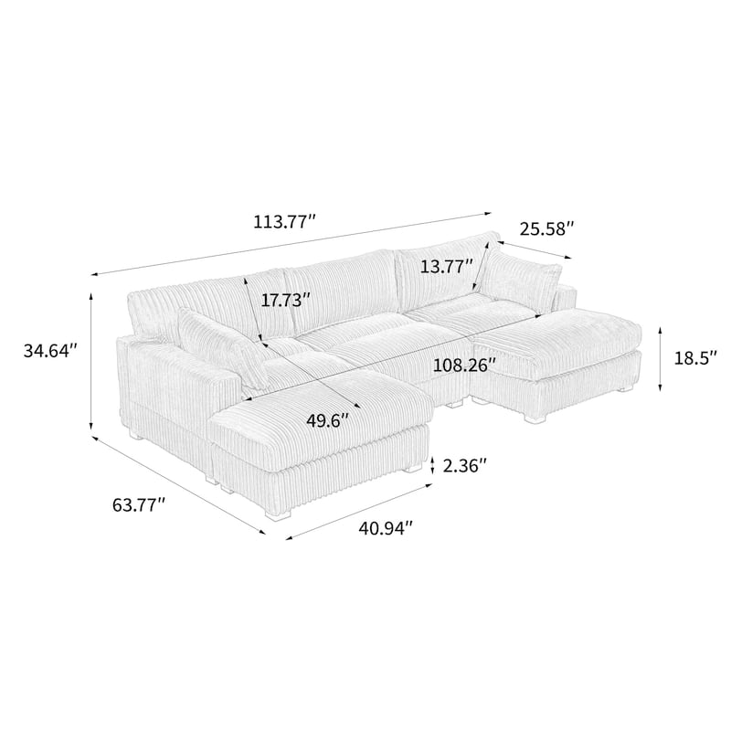 Oversized U-shaped Plush Modular Sectional Sofa Set