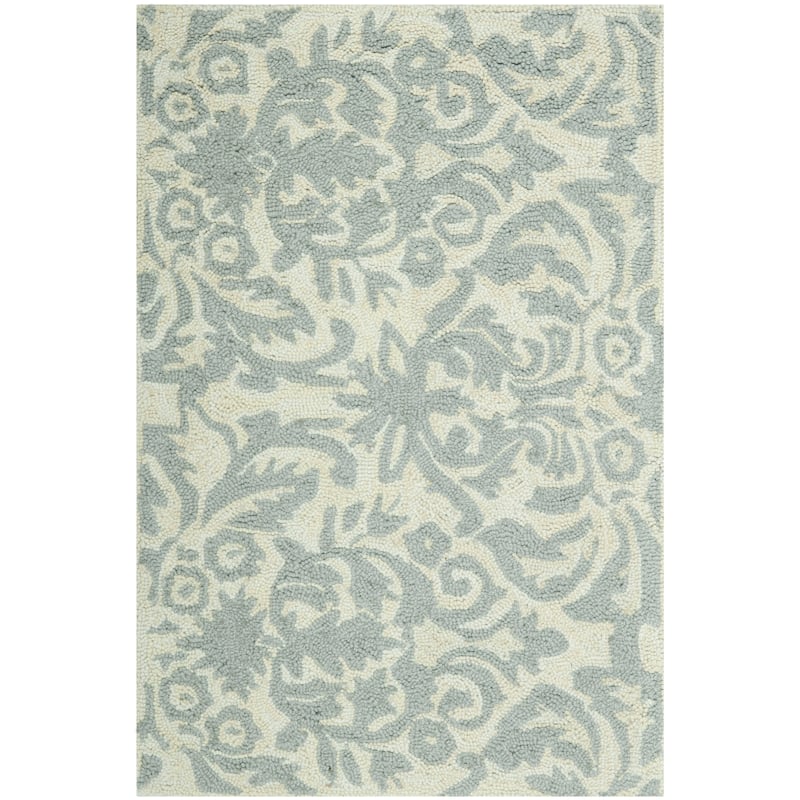 SAFAVIEH Handmade Chelsea Duschka French Country Wool Rug - 1'8" x 2'6" - Beige Yellow/Grey
