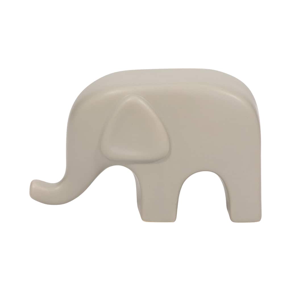 Sagebrook Home Stoneware Ceramic Elephant Figurine - Modern Minimalist Decorative Sculpture for Home and Office Decor