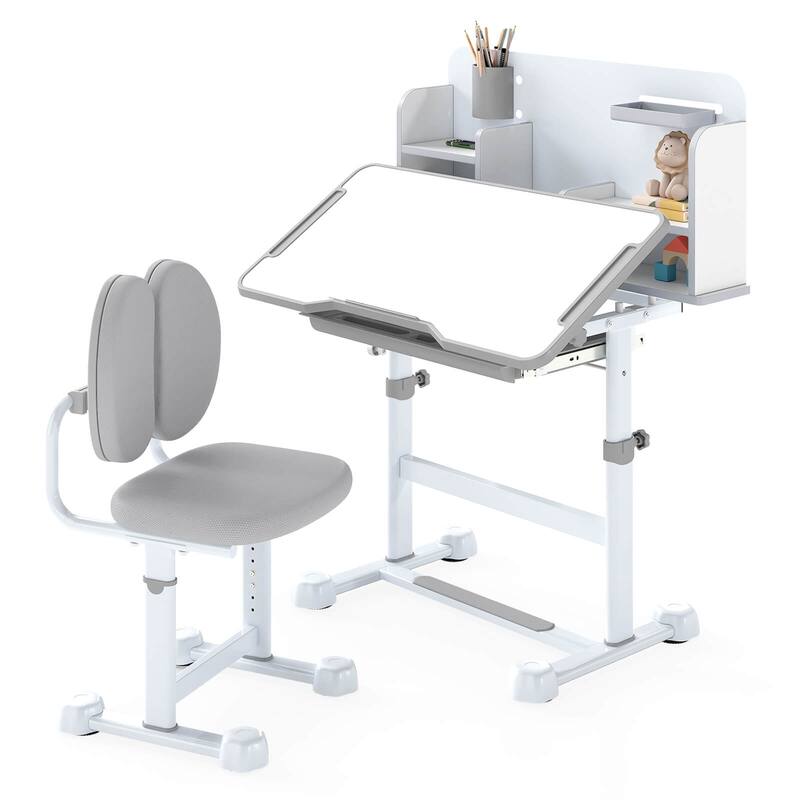 Costway Kid’s Study Desk & Chair Set with Tilt Desktop, Pen Holder & - See Details