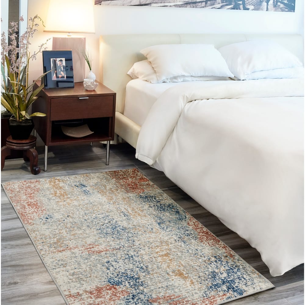 Nourison Concerto Abstract Distressed Ivory Multicolor Area Rug
