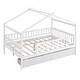 preview thumbnail 20 of 26, Full Size Wooden House-shaped Bed with Two Storage Drawers and Whimsical Sky Roof