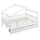 preview thumbnail 6 of 12, White Full Size Wooden House Bed with Two Drawers and Roof for Kids, Boys and Girls, Bedroom