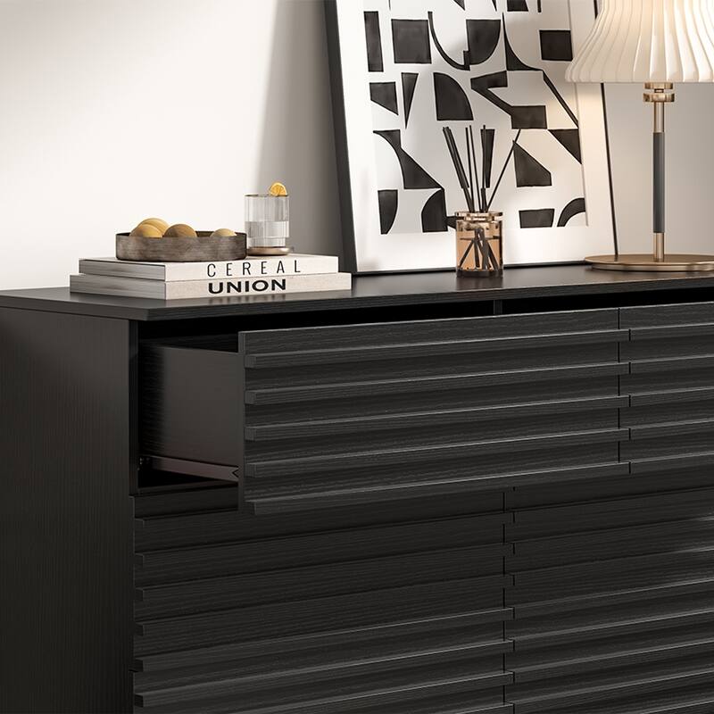 Fluted Dresser for Bedroom with 6 Drawers 47" Wide Chest of Drawers