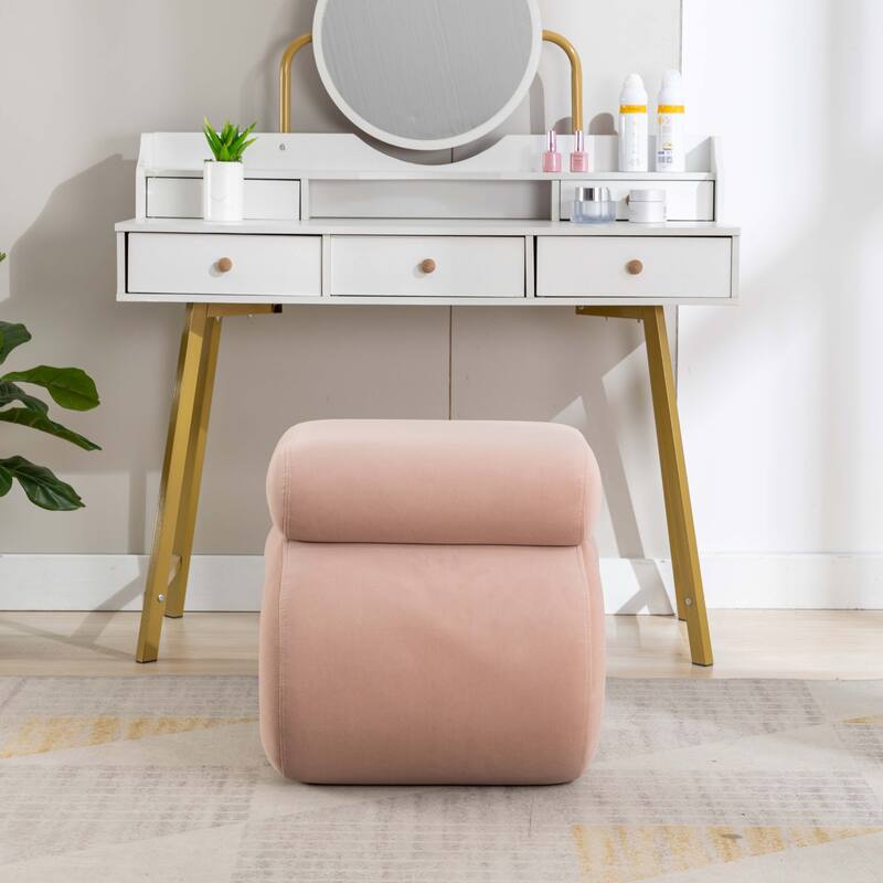 S-shape Ottoman Makeup Stool Footstool （Teddy/Velvet）