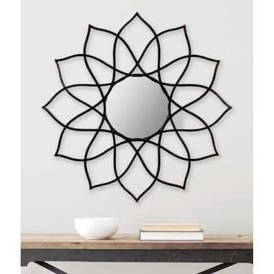 SAFAVIEH Sural Flower Power Coffee Bronze 36-inch Decorative Mirror - 36" x 1" x 36" - 36Wx1Dx36H