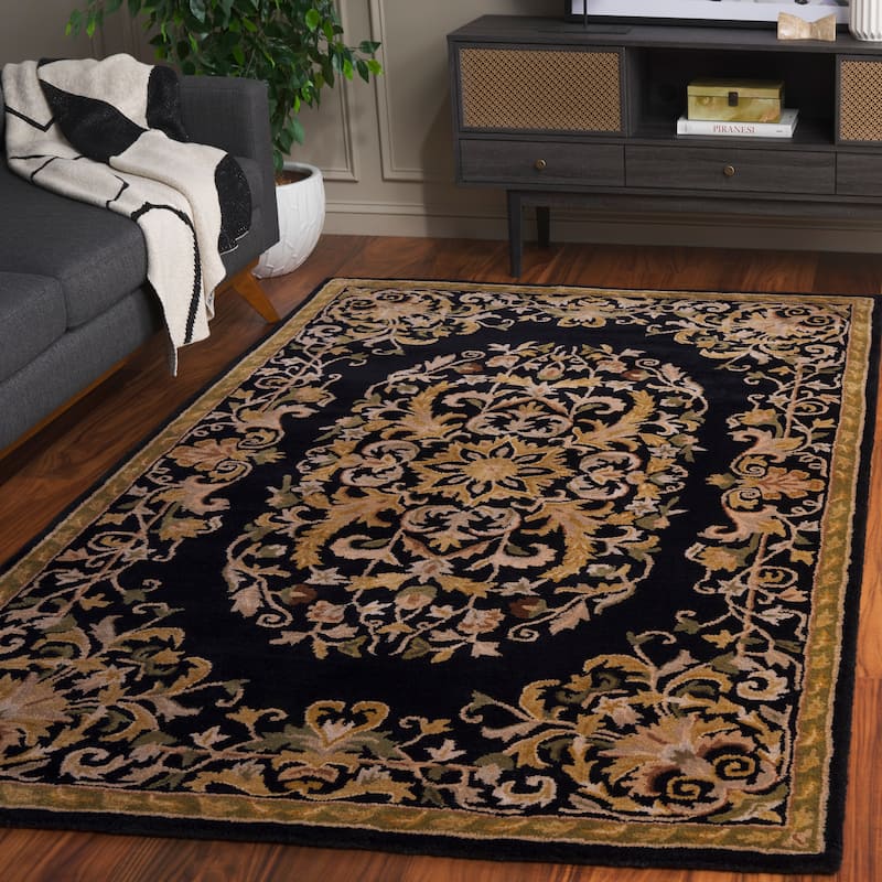 SAFAVIEH Handmade Heritage Hot Air Balloon Traditional Oriental Wool Rug - 3' x 5' - Black