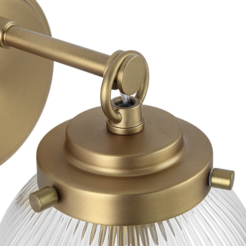 6.3''W 1-Light Brushed Brass Ribbed Glass Single Globe Wall Sconce - Brushed Brass