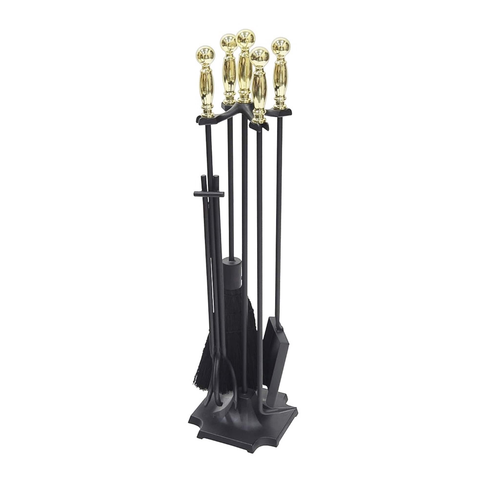 Minuteman International Carlisle Fireplace Set of 4 Tools, 30.5 Inch Tall, Polished Brass and Black