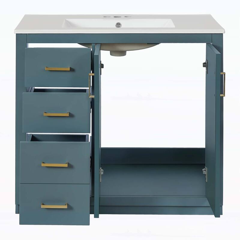 Freestanding Vanity Set with 3 Drawers& Soft Closing Doors