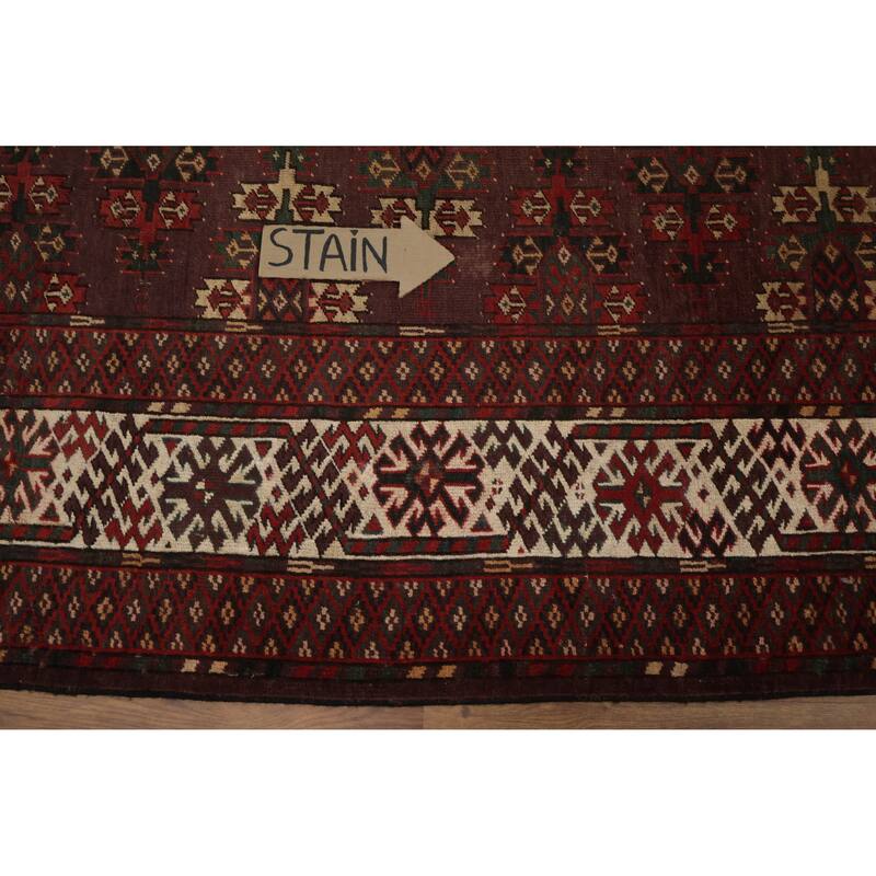 Hand Knotted Oriental 100% Wool Carpet Traditional Geometric Red Bokhara Area Rug - 9' 5'' X 5' 10''